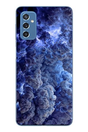 Samsung Galaxy M52 Uyumlu Mor Bulutlar Baskılı Silikon Kılıf