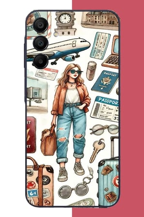 Samsung Galaxy A15 Uyumlu vintage-travel Baskılı Silikon Kılıf