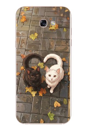 Samsung Galaxy A7 (2017) Uyumlu Kalp Kuyruklu Kediler Baskılı Silikon Kılıf