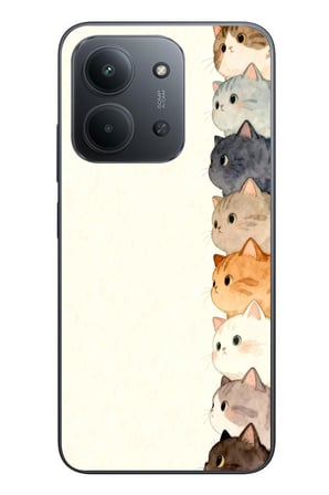 Redmi 15C Uyumlu Sıralı Kediler Baskılı Silikon Kılıf