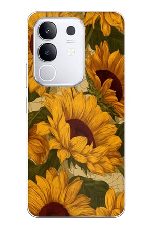 Vivo Y29 Uyumlu Altın Sarısı Ayçiçeği Bahçesi Baskılı Silikon Kılıf