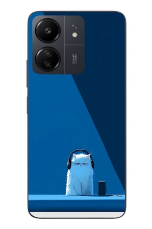 Redmi 13C Uyumlu Kulaklı Kedi Baskılı Silikon Kılıf