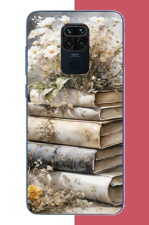 Redmi Note 9 Uyumlu papatyalı kitap Baskılı Silikon Kılıf