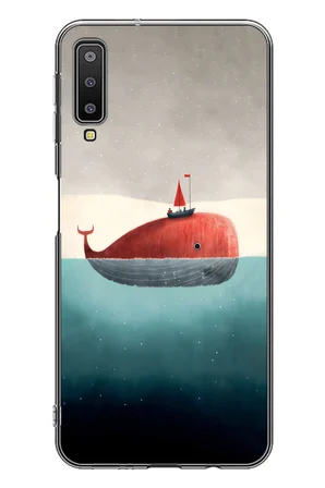 Samsung Galaxy A7 2018 Uyumlu Balina Baskılı Silikon Kılıf