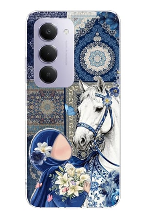 Redmi 15 4G Uyumlu Geleneksel Motifli Beyaz At Baskılı Silikon Kılıf
