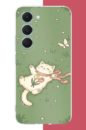 Tecno Spark 40 Pro Uyumlu fularlı kedi Baskılı Silikon Kılıf