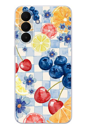 Samsung Galaxy A27 Uyumlu Sulu Boya Meyve ve Çiçek Desenli Baskılı Silikon Kılıf