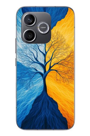 Honor 600 Uyumlu Sarı Mavi Ağaç Baskılı Silikon Kılıf