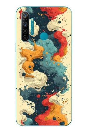 Realme 5i Uyumlu Ahenkli Boya İzleri Baskılı Silikon Kılıf