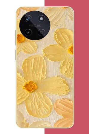 Realme 11 4G Uyumlu tuvaldeki sarı çiçek Baskılı Silikon Kılıf