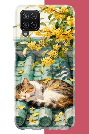 Samsung Galaxy A22-M22-M32 Uyumlu çatıdaki kedi Baskılı Silikon Kılıf