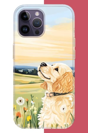 iPhone 14 PRO MAX Uyumlu golden köpek Baskılı Silikon Kılıf