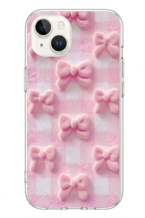 İphone 13/14 Uyumlu Pembe Kurdeleler Baskılı Silikon Kılıf