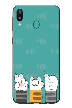Samsung Galaxy M20 Uyumlu Kedi Patileri Baskılı Silikon Kılıf