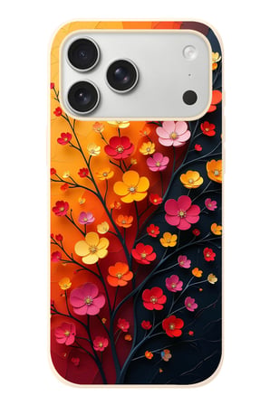 İphone 17 Pro Max Uyumlu Sonbahar Çiçekleri Baskılı Silikon Kılıf