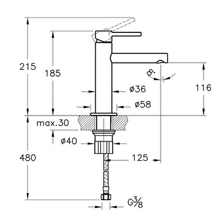 VitrA Origin A4255636 Lavabo Bataryası Mat Siyah