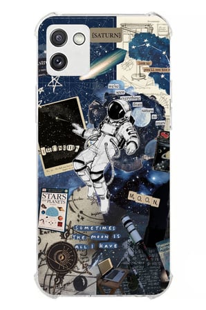 Samsung Galaxy A03 Uyumlu Retro Astronot Tasarımlı Baskılı Silikon Kılıf