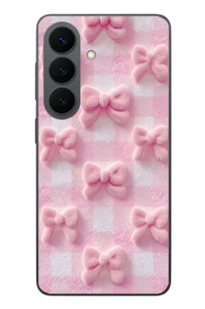 Samsung Galaxy S26 Uyumlu Pembe Kurdeleler Baskılı Silikon Kılıf