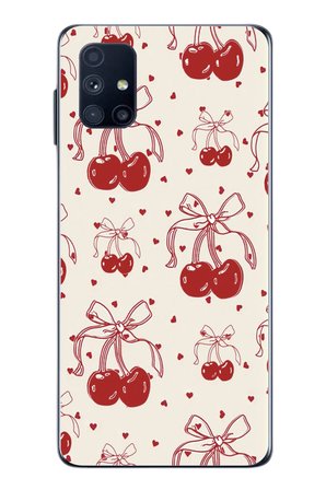 Samsung Galaxy M51 Uyumlu Kiraz Bukleleri Baskılı Silikon Kılıf