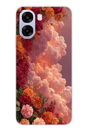 Oppo A6t - A6X Uyumlu Güller ve Bulutlar Baskılı Silikon Kılıf