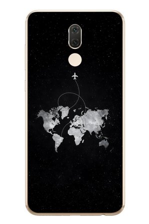 Huawei Mate 10 Lite Uyumlu Dünya Haritası Uçuş Baskılı Silikon Kılıf