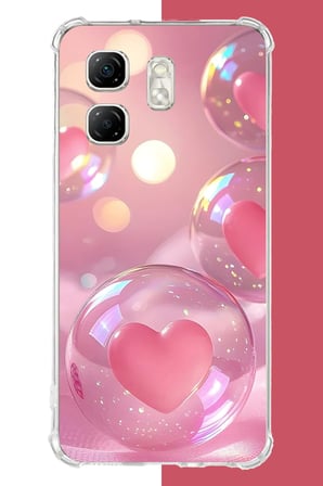 Infinix Hot 50i - Smart 9 Uyumlu Kalp Baloncukları Baskılı Silikon Kılıf