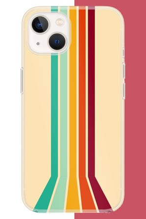 iPhone 15 Uyumlu Retro Renk Şeritleri Baskılı Silikon Kılıf