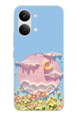 POCO X8 Pro Max Uyumlu Çiçekli Ay Baskılı Silikon Kılıf