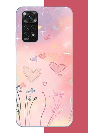Redmi Note 11-11S Uyumlu renkli kalp Baskılı Silikon Kılıf