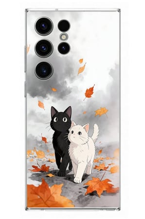 Samsung Galaxy S23 Ultra Uyumlu Sonbahar Kedileri Baskılı Silikon Kılıf