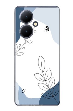 Vivo V29 Lite 5G Uyumlu Mavi Huzur Şekiller ve Botanik Çizgiler Baskılı Silikon Kılıf
