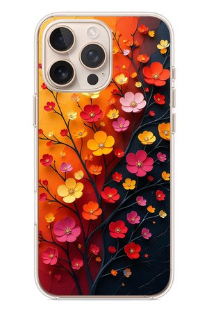 İphone 16 Pro Max Uyumlu Sonbahar Çiçekleri Baskılı Silikon Kılıf
