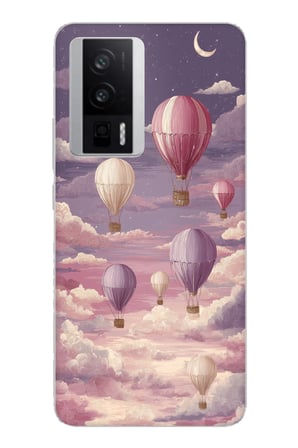 POCO F5 PRO Uyumlu Mor Gökyüzü ve Uçan Balon Baskılı Silikon Kılıf