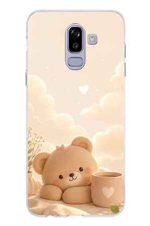 Samsung Galaxy J8-A6 Plus Uyumlu Sevimli Tatlı Ayı Baskılı Silikon Kılıf