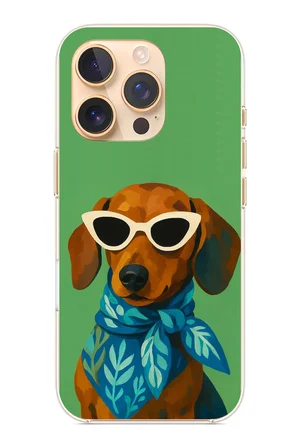 iPhone 16 PRO Uyumlu Cool Dachshund Köpek Baskılı Silikon Kılıf