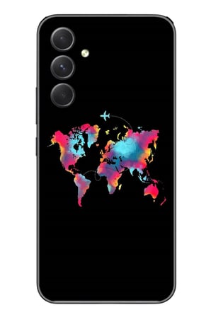 Samsung Galaxy A54 Uyumlu Dünya Renkli Haritası Baskılı Silikon Kılıf