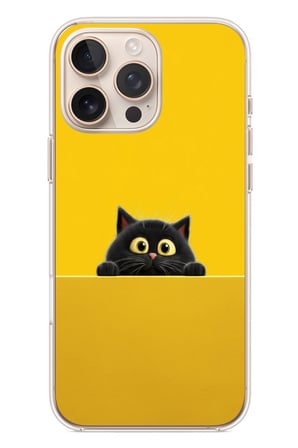 İphone 16 Pro Max Uyumlu Sarı Gözlü Kedi Baskılı Silikon Kılıf
