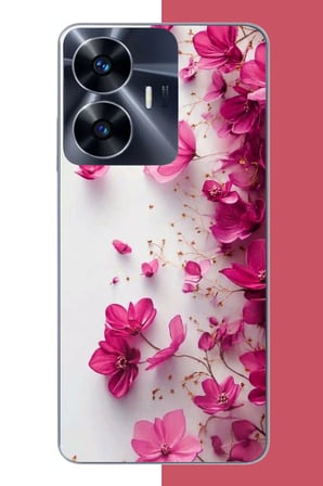 Realme C55 Uyumlu Fuşya Çiçek Esintisi Baskılı Silikon Kılıf