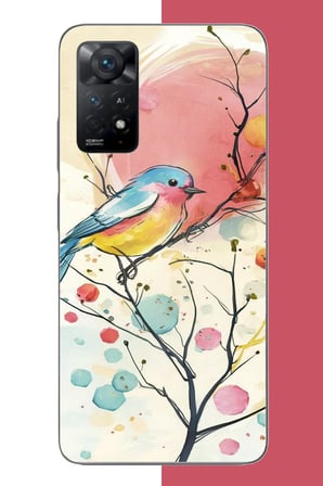 Redmi Note 11E Uyumlu renkli kuş Baskılı Silikon Kılıf