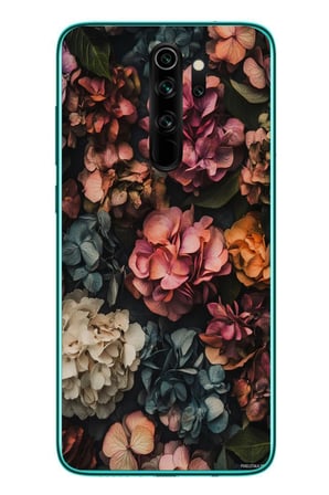 Redmi Note 8 Pro Uyumlu Koyu Çiçekler Baskılı Silikon Kılıf