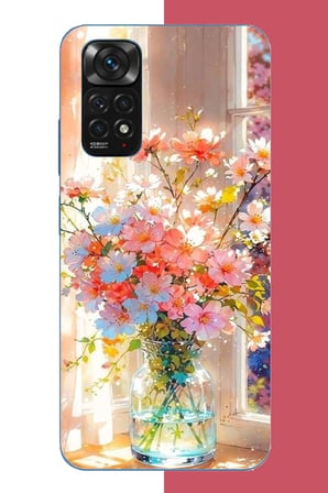 Redmi Note 11-11S Uyumlu vazodaki çiçek Baskılı Silikon Kılıf