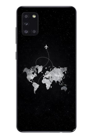 Samsung Galaxy A31 Uyumlu Dünya Haritası Uçuş Baskılı Silikon Kılıf