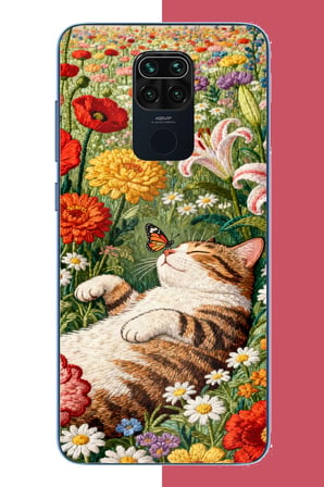 Redmi Note 9 Uyumlu nakışlı kedi Baskılı Silikon Kılıf