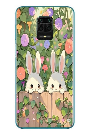 Redmi Note 9s Uyumlu Tavşan Kardeşler Baskılı Silikon Kılıf