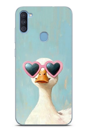 Samsung Galaxy A11-M11 Uyumlu Yağlı Boya Pop-Art Ördek Baskılı Silikon Kılıf