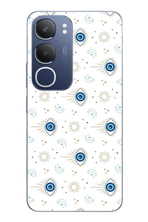Vivo Y19s Uyumlu Nazar Boncuğu Güneş ve Hilal Baskılı Silikon Kılıf