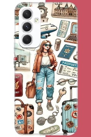Samsung Galaxy A54 Uyumlu vintage-travel Baskılı Silikon Kılıf