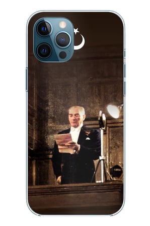 iPhone 12 PRO MAX Uyumlu Atatürk İlk Meclis Konuşması Baskılı Silikon Kılıf