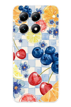 Xiaomi Mi 14T Uyumlu Sulu Boya Meyve ve Çiçek Desenli Baskılı Silikon Kılıf