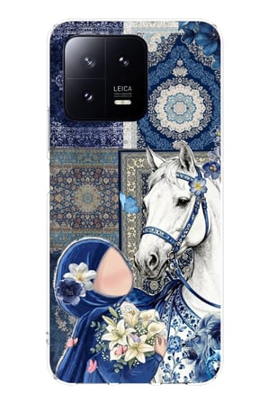 Xiaomi Mi 13 Uyumlu Geleneksel Motifli Beyaz At Baskılı Silikon Kılıf